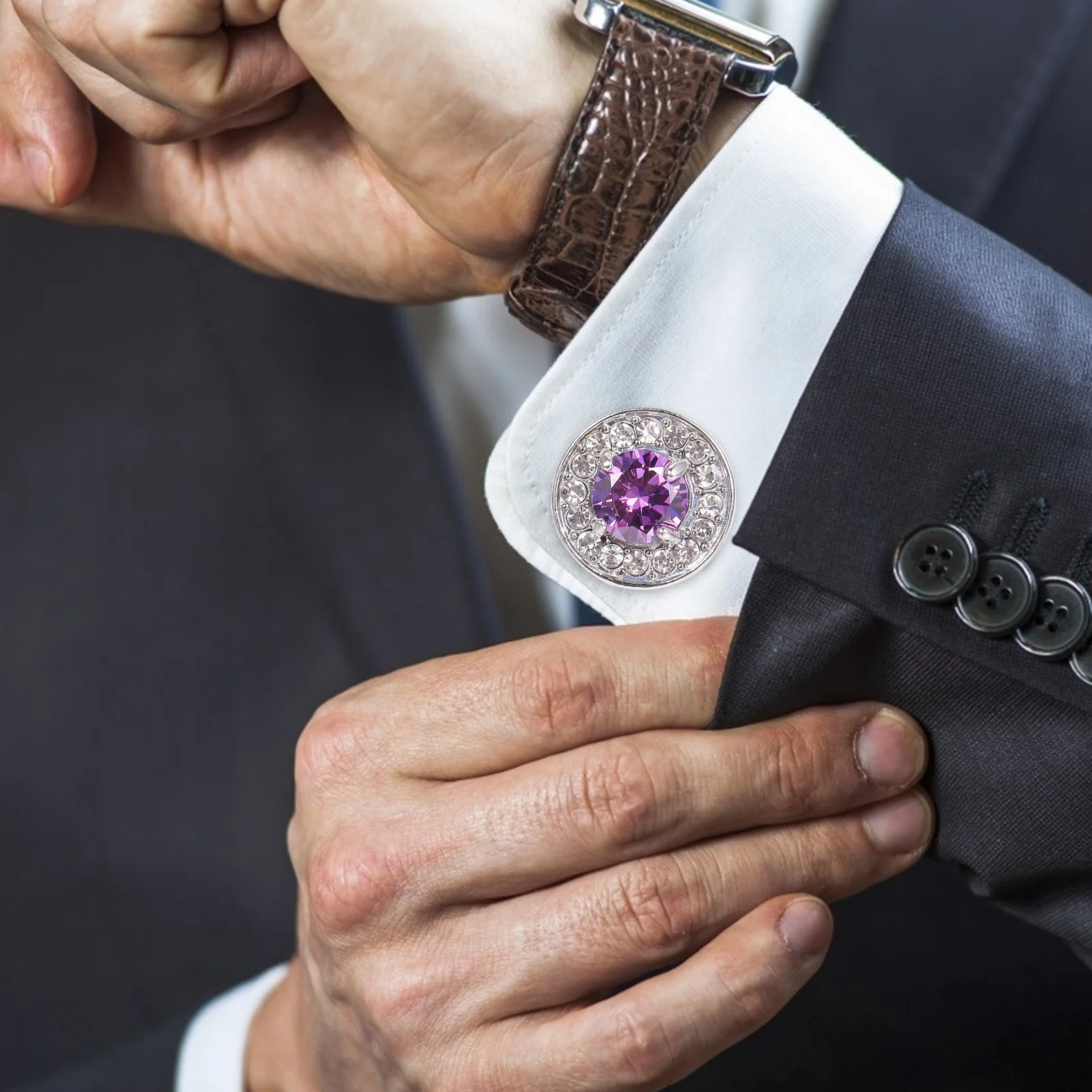 

1 Pair Alloy Rhinestone Cufflinks Decorative Shirt Sleeve Buttons Clothing Accessories For Men Formal Casual Wear Festival Party