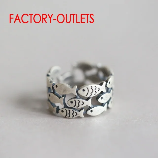 Factory Outlet Lovely Design Genuine 925 Sterling Silver Fishes Shape Round Rings Women Girls Wedding Birthday Jewelry Accessory