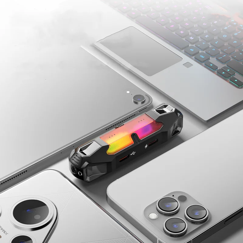 Cdragon محول الصوت Piva 4 في 1 محول بطاقة الصوت محطة الإرساء Type-C PD60W FPS EQ RGB 3.5 مللي متر محول منفذ للكمبيوتر اللوحي