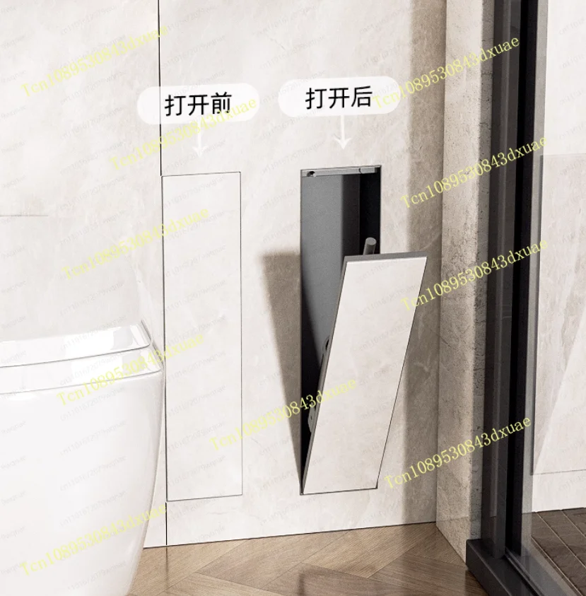 Modern Bathroom Hidden Toilet Brush Set | Stainless Steel Wall Niche with Silicone Brush, Embedded Design