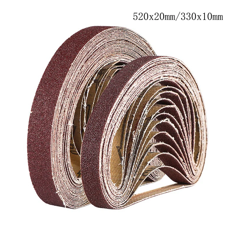 20 pcs 330*10mm/520*20mm Sanding Belts P40 - P1000 Abrasive Screen Band for Wood Soft Metal Grinding Polishing