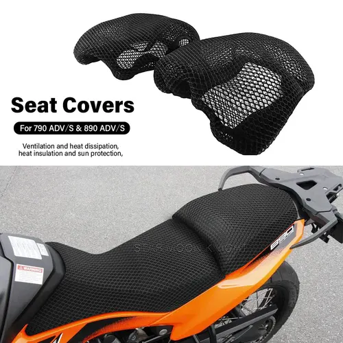 Imagen 1 del producto Para 790 ADV 890 Adventure / S cubierta amortiguadora para asiento de conductor y pasajero cubierta para asiento de motocicleta refrigeración ventilada resistente a los rayos UV