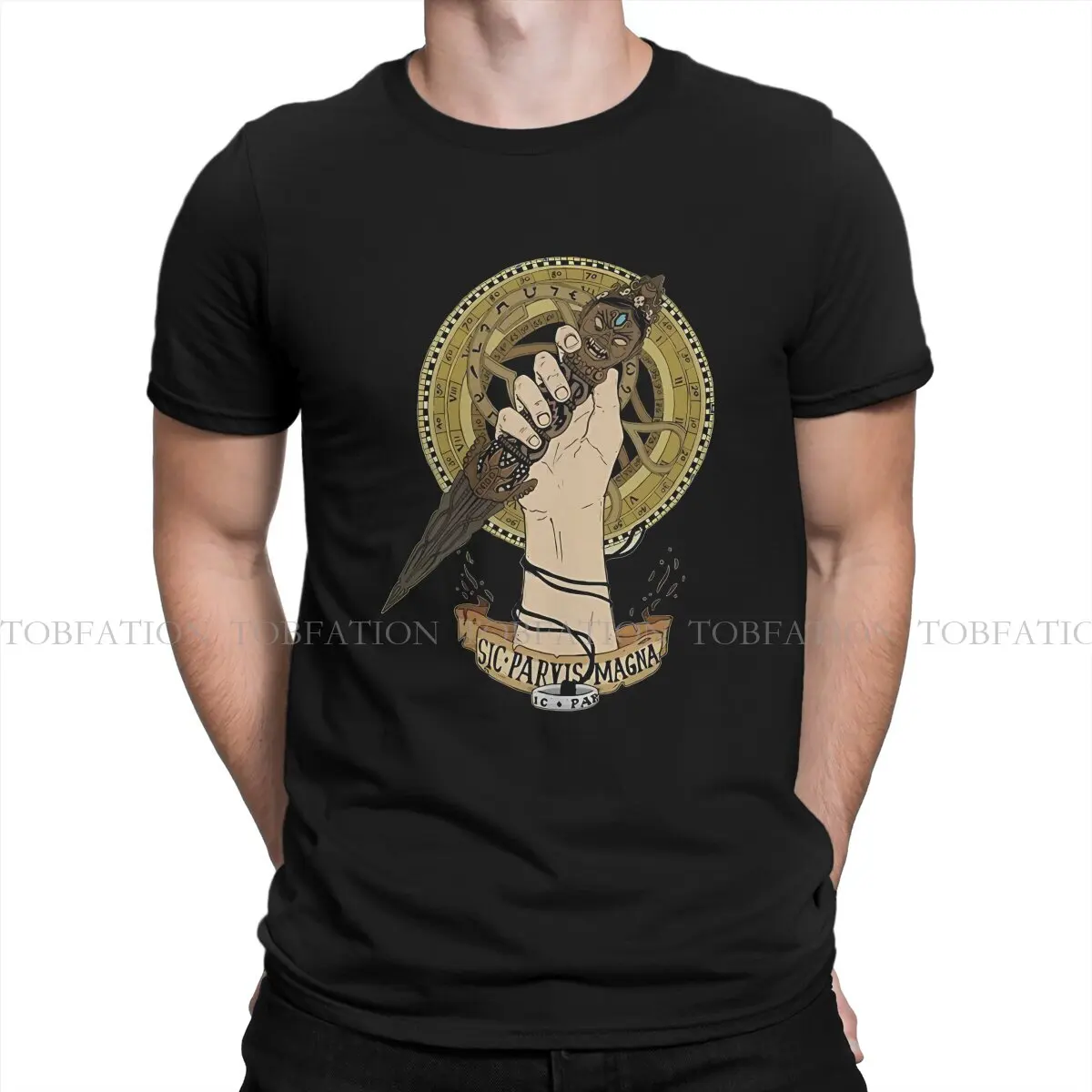 Uncharted TShirt for Men Cool Sic Parvis Magna Soft Casual Tee T Shirt Novelty New Design