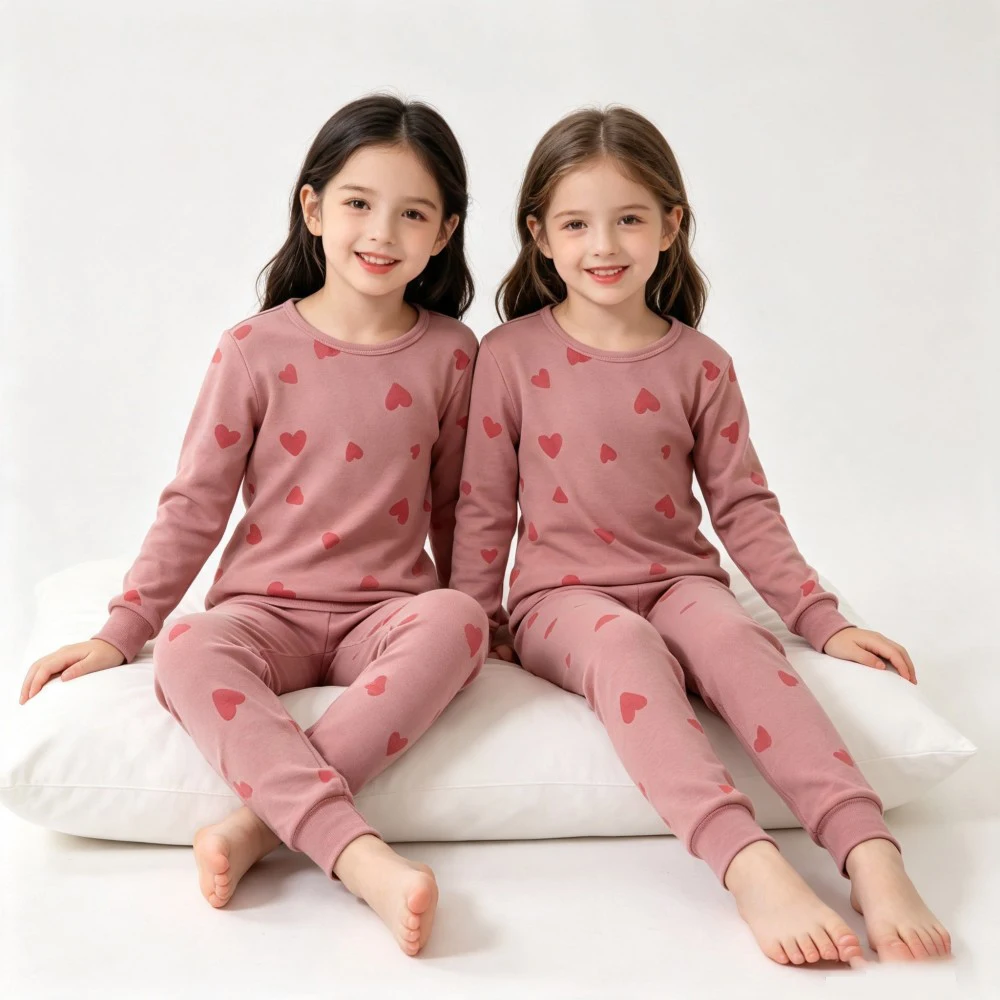 Boys Girls Cotton Pajamas Set Long Sleeve Dinosaur Cat Astronaut Print Sleepwear Children Casual Homewear Nightwear Loungewear