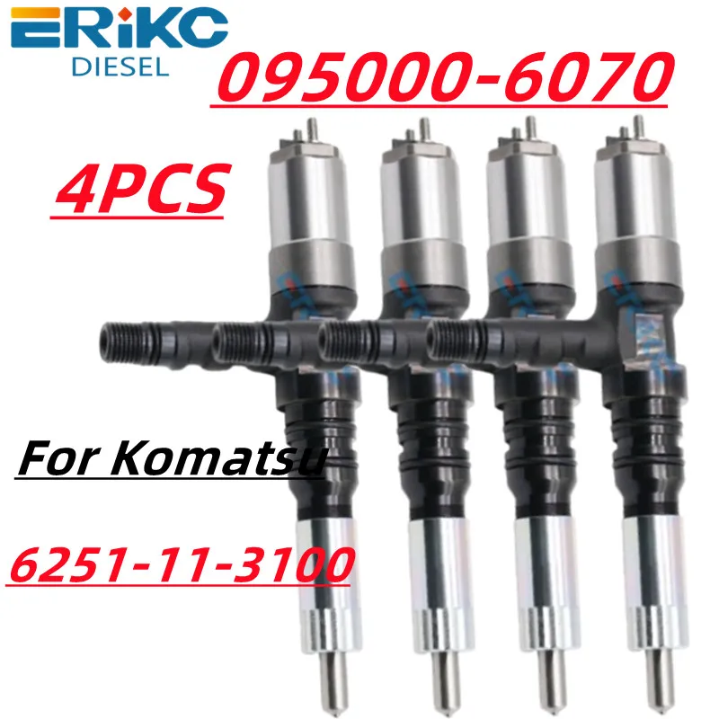 6251-11-3100 095000-6070 Diesel Fuel Injector 095000-6071 Sprayer Nozzle Part For Denso Komatsu 6D125 PC400-8 PC450-8 6251113100