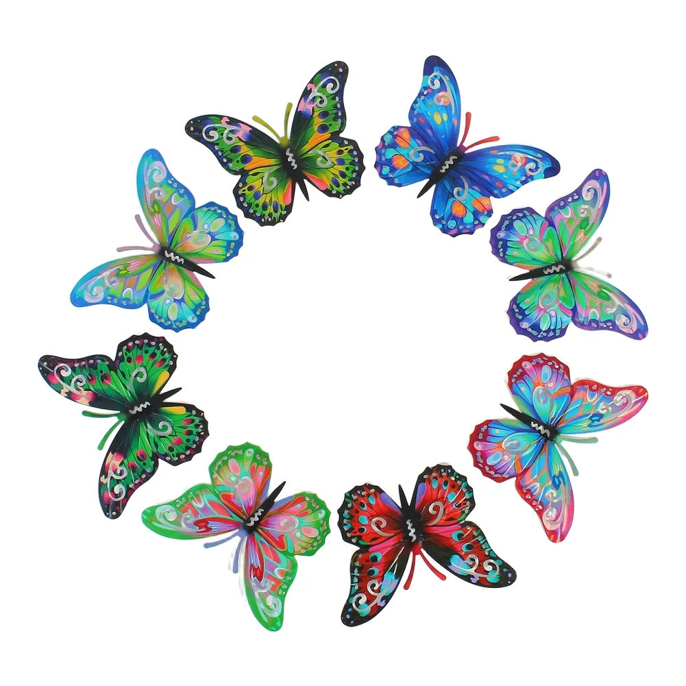 

8Pcs Colorful Metal Butterfly Wall Decor Outdoor Hanging Statue For Fence Garden Yard Art Lawn Ornaments