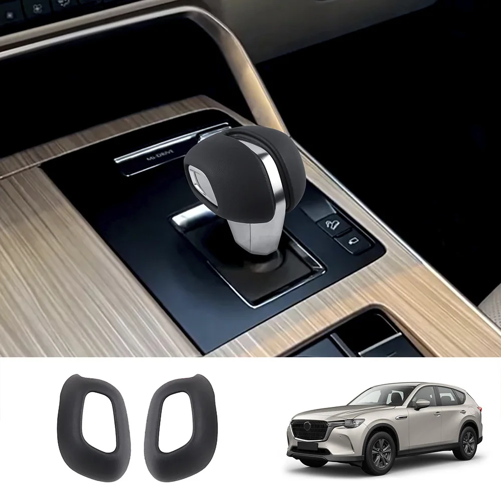 LHD RHD For Mazda CX-60 CX60 CX 90 2022-2024 Leather Gear Shift Head Knob Handle Cover Trim Sticker Frame Interior Accessories