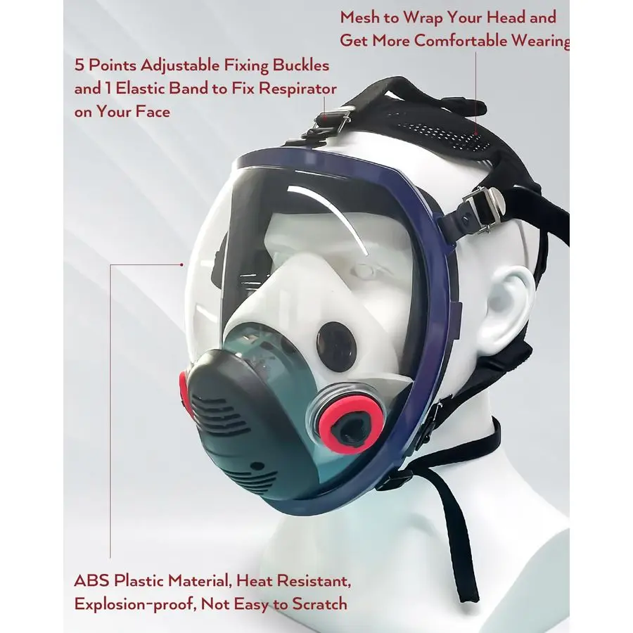 Masque anti-poussière complet, masques faciaux sûrs, couverture réutilisable pour contre la fumée, la poussière, les produits chimiques, la peinture, le ponçage, le soudage, les vapeurs, l'exploitation
