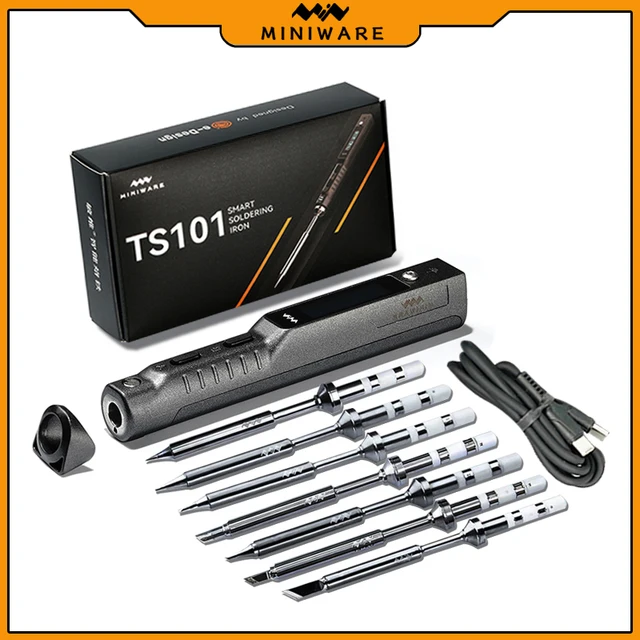Miniware TS101 lutownica elektryczna 65W programowana temperaturą LCD nowa ulepszona TS100 z zestawem grotów lutowniczych
