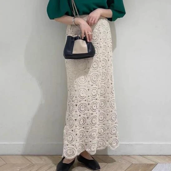 hook flower hollow out skirts women long beach skirts