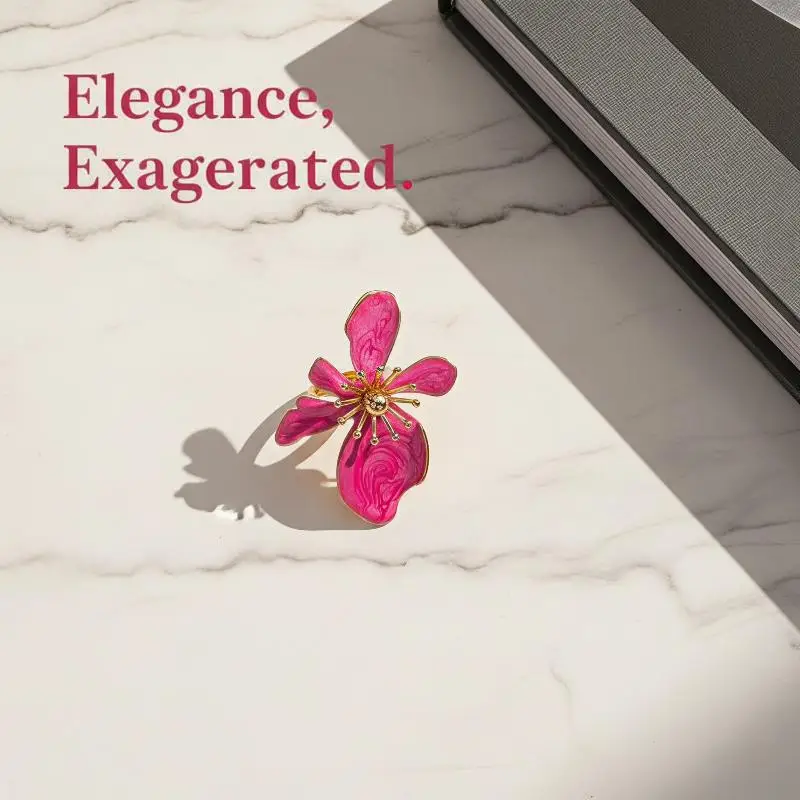 Enamel Flower Ring Gold Tone Vibrant Bold Stylish Design For Parties Date Nights Daily Wear Fashion Jewelry Women Gift