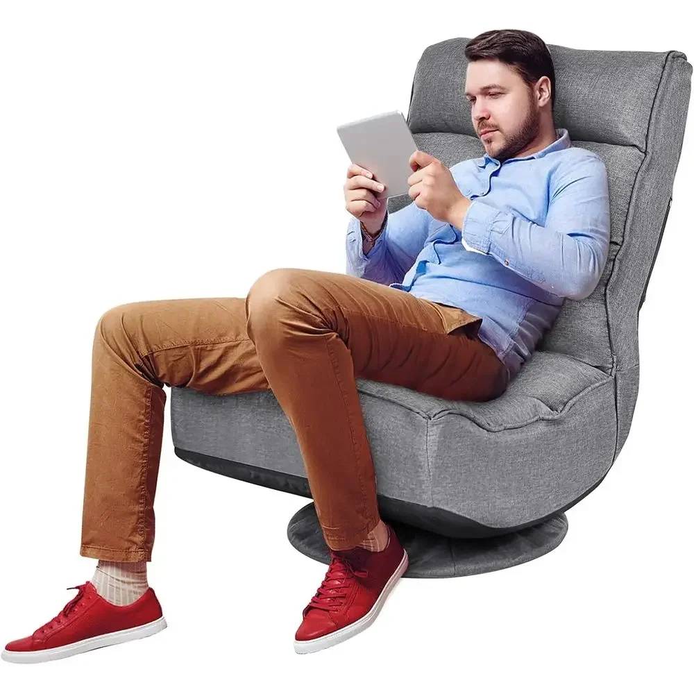 360-Degree Swivel Ergonomic Gaming Chair with 5-Position Recline for Comfortable Gaming, TV, Reading, and Relaxation (Grey)