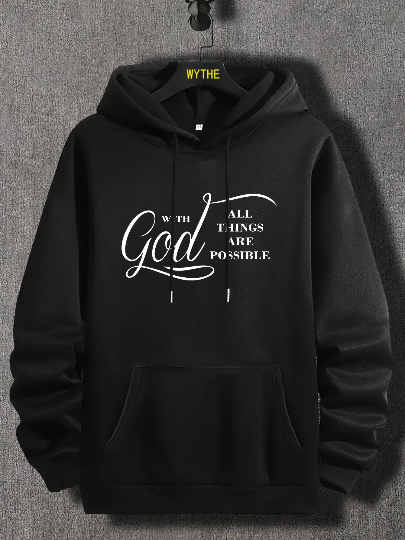 Men Hip Hop Sport Hoodie With God All Things Are Possible Letter Print Hooded Sweatshirt Faith Streetwear Loose Casual Pullover
