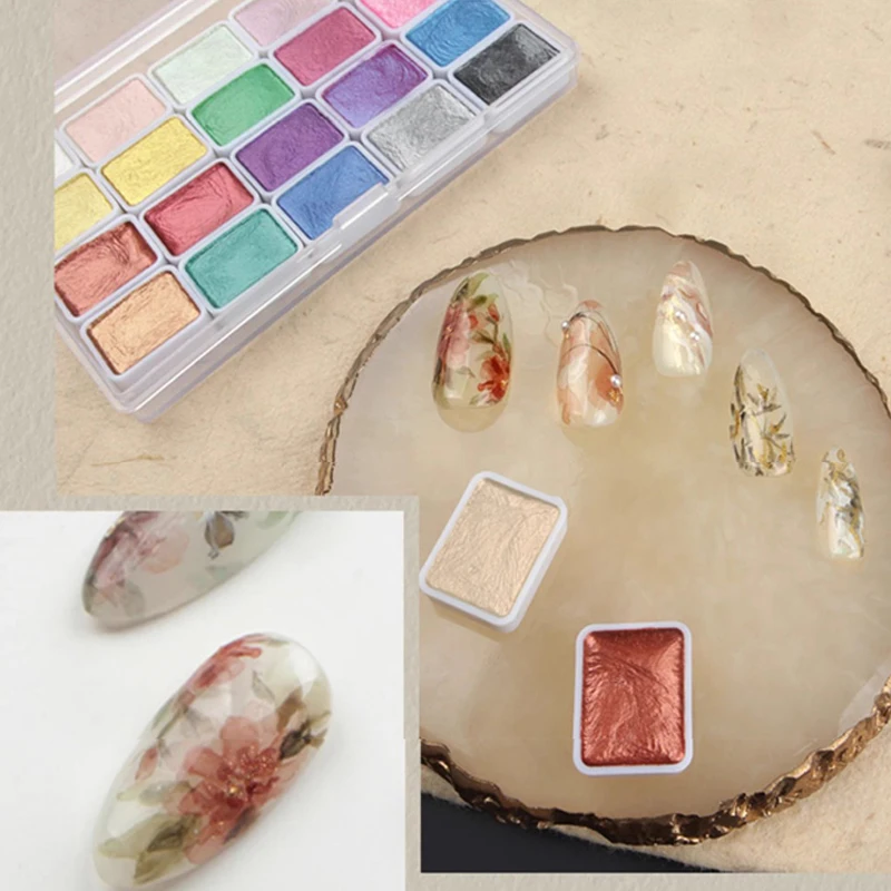 Portable56 Farben Solide Pigment Blühende Perle Aquarell Nagel Zeichnen DIY Malerei Aquarell Farbe Dekor Blüte Nail art Pigment