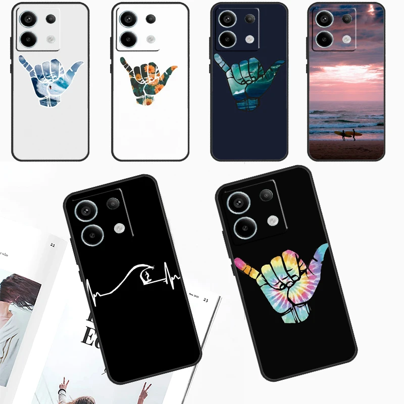 Surfer Surf Hang Loose Shaka Case For Redmi Note 13 Pro Plus Note 12 9 10 11 Pro 9S 10S 11S 12S Redmi 12 10 C 13C Cover