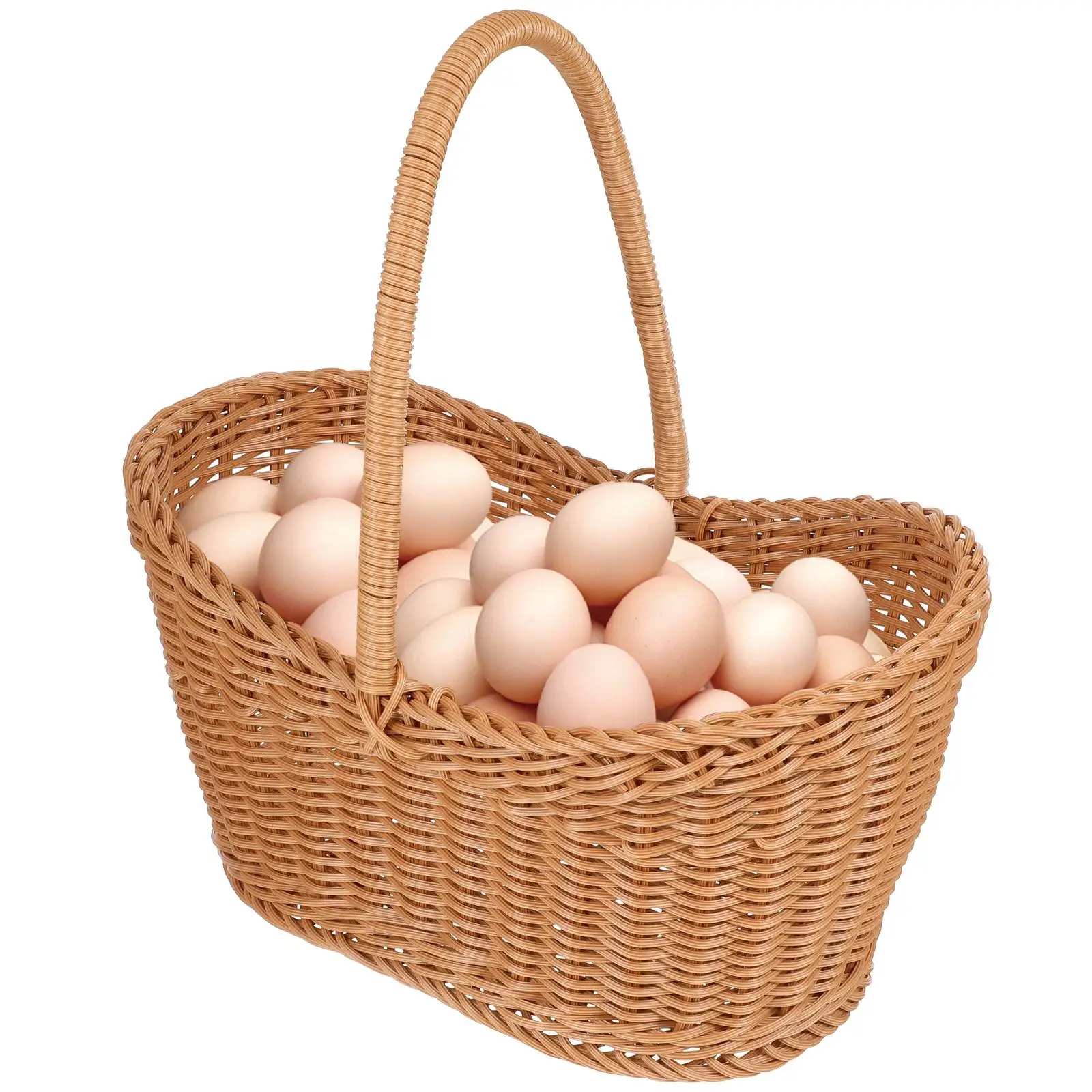 

Chip Woven Gift Basket Eggs Flower Refrigerator Light Brown Plastic Rattan Wrapping Baby