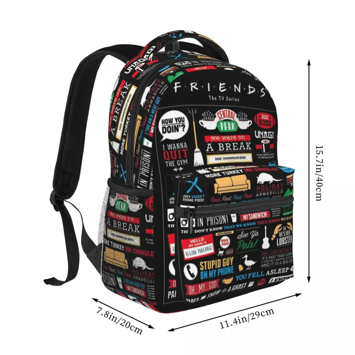 Friends TV Show Printed Lightweight Casual Schoolbag For School, Outdoor, Shopping, Office 17in