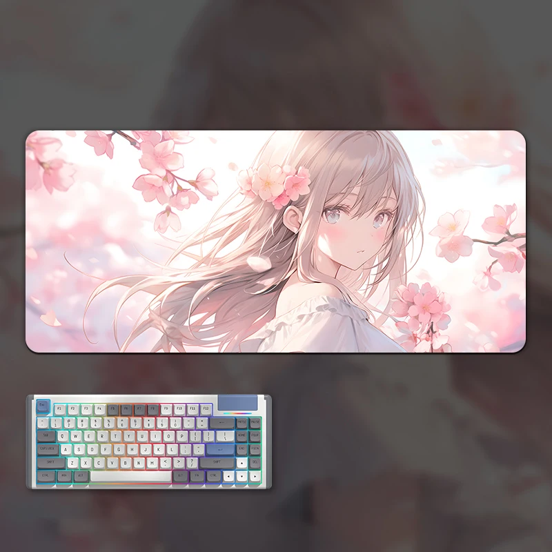 

Anime Peach Blossom Girl Bureaumat Muismat PC Kast Pad Gaming Accessoires Gamer Toetsenbord Antislip E-Sports Tablemat