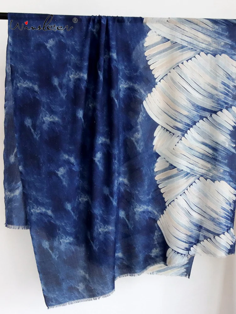 

Winsleter-Women 100%Wool Elegant Long Scarf, 200*100CM Printed, Mom Gifts Retro Casual Thin Shawl Scarves, 2025 Autumn A58644CC