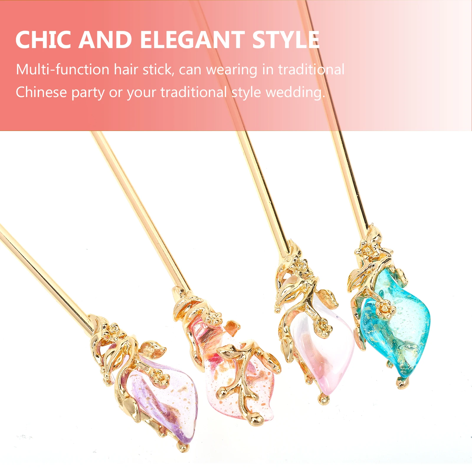 

4pcs Alloy Hair Sticks Retro Chinese Style Wedding Party Accessories Classic Design Hanfu Headdress Elegant Traditional Hair