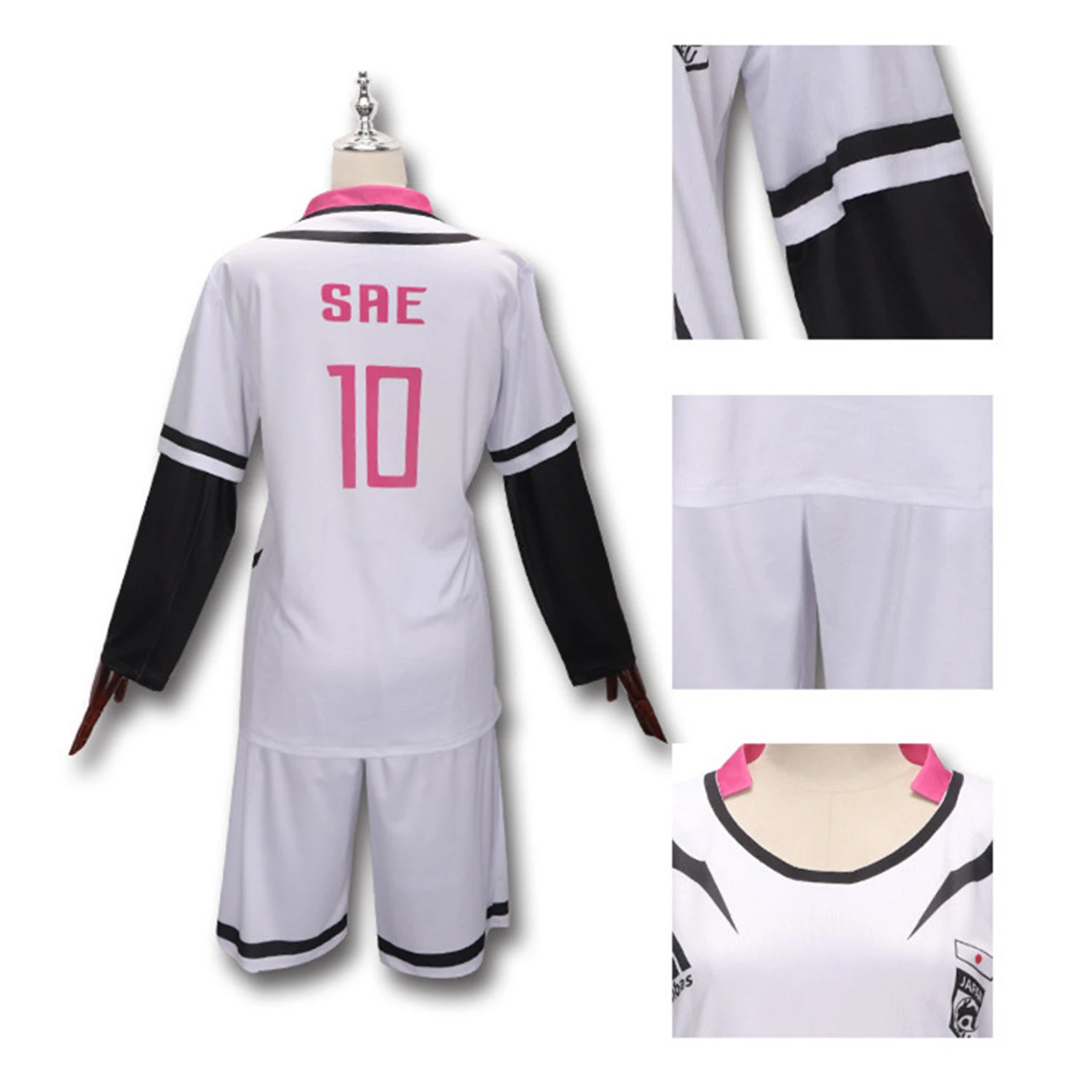 

Munchen Isagi Yoichi Cosplay Costume Anime Lock Men's Soccer Uniform Bachira Meguru White Printed Sportswear Halloween Uniform