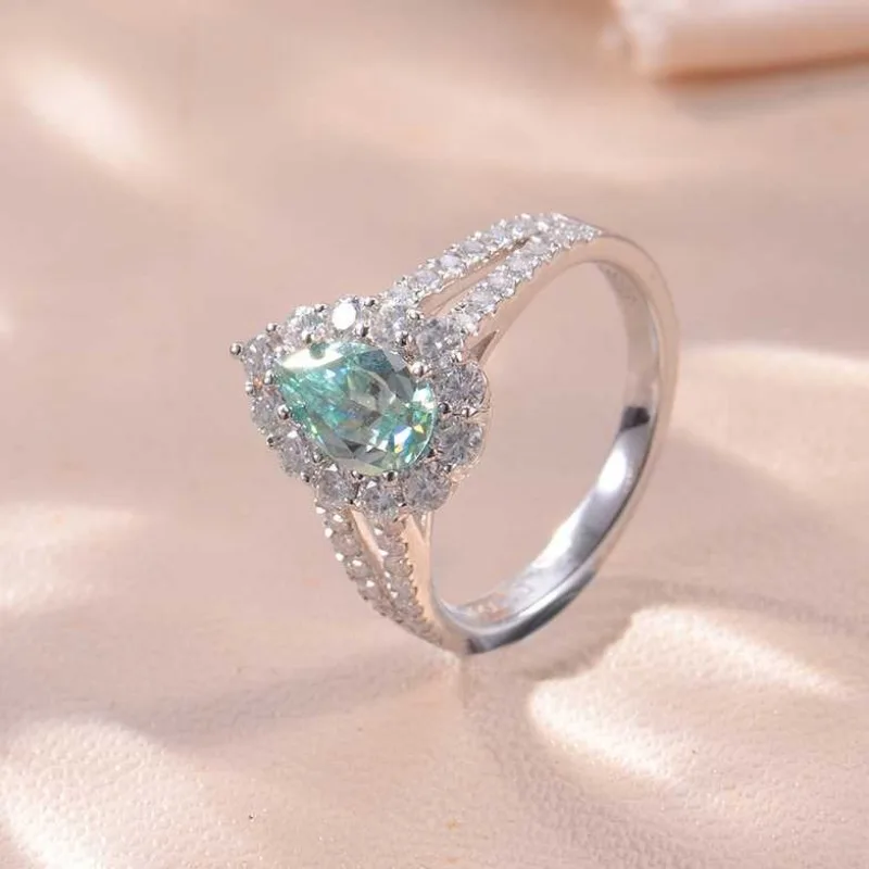 SACE GEMS-D اللون مويسانيتي الدائري للنساء ، مجوهرات الزفاف مع GRA 925 الاسترليني الشظية مطلي ، 18k الذهب الأبيض ، الزفاف الفرقة ، 1ct