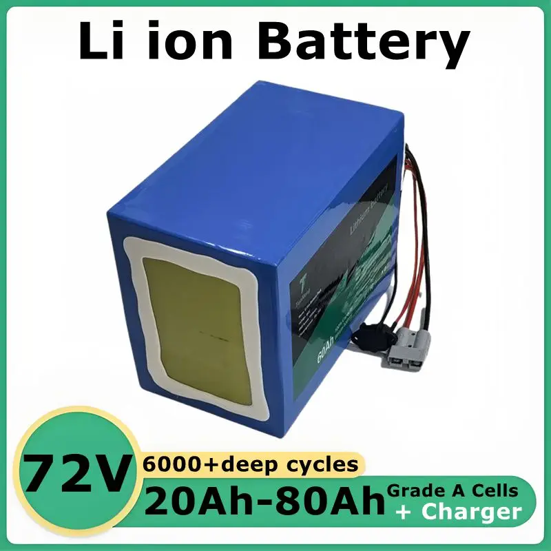 

72V 20Ah 25Ah 30ah 35Ah 50Ah 60Ah 80Ah Lithium Ion Battery for 1000W 2000W 3000W Tractor Backup Power Two Wheeler Vehicle