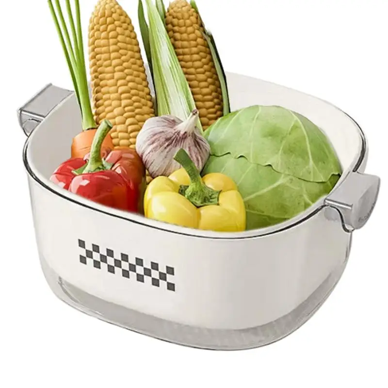 

Vegetable Washing Basket Double Layer Strainers And Colanders Vegetable Fruit Washing Bowl Space Saving For Salads Pasta