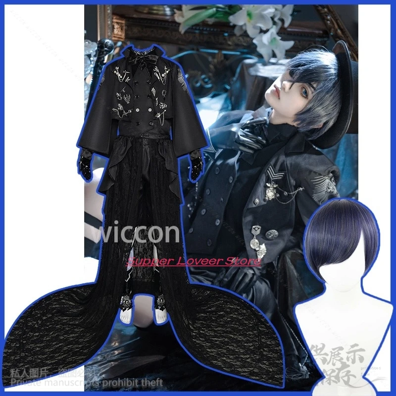 Anime Black Butler 15th Anniversary Cosplay Ciel Costume Gothic Uniform Hat Men Kuroshitsuji Halloween Christmas Lolita Cos