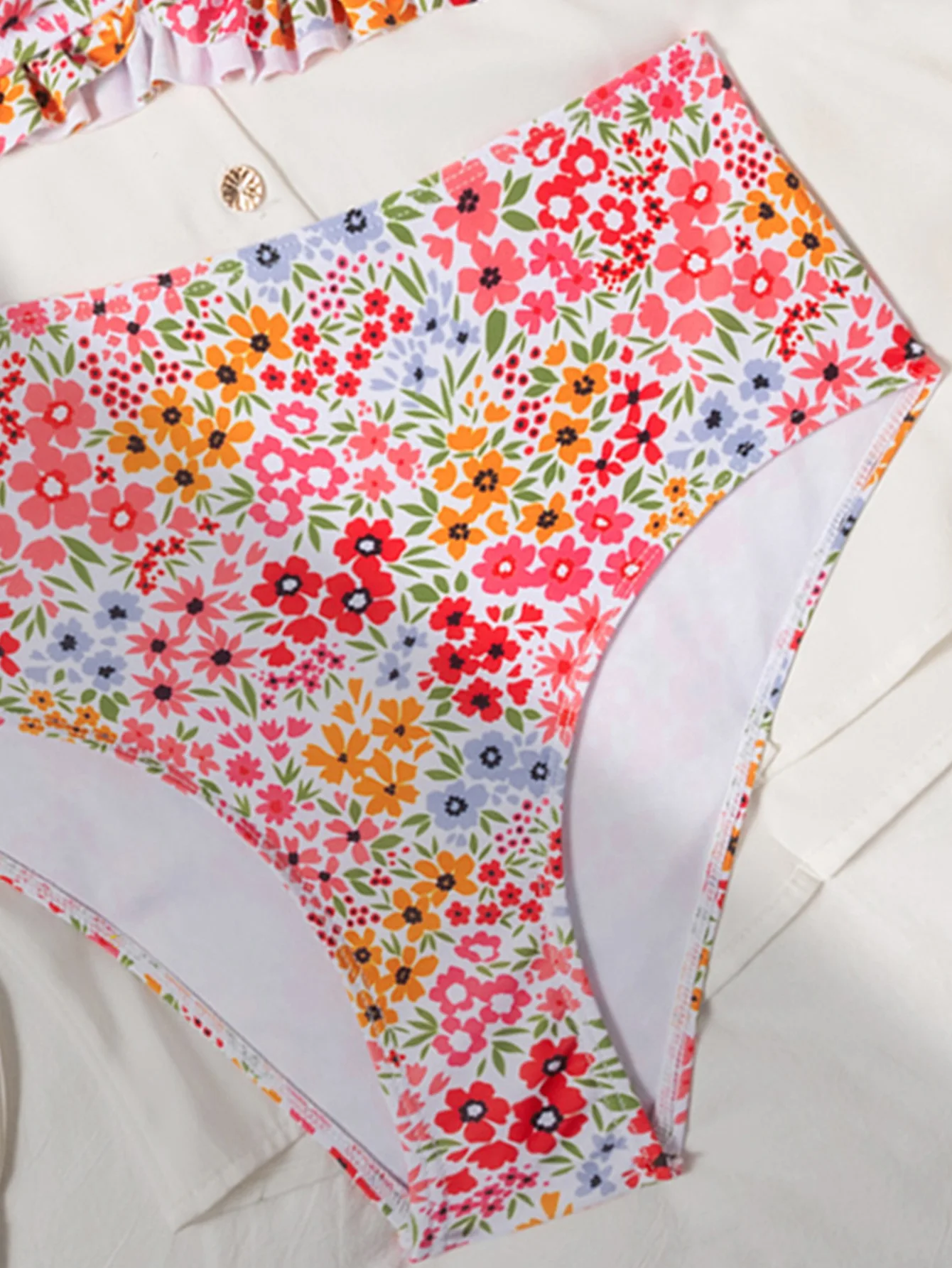 Vintage Pink Floral Print Bikini 2025 Women Pleate Ruffles Push Up High Waist Swimsuit Summer Bathing Suit Pool 2 Piece Swimwear