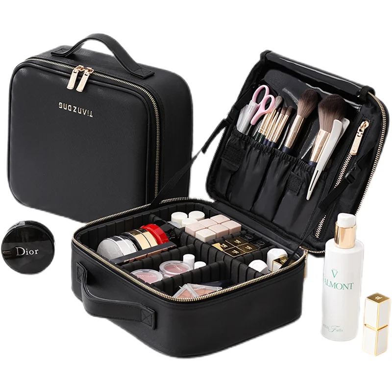 

Leather Multifunctional Zipper Handheld Cosmetic Bag Large Capacity Portable Travel Wash Storage Cosmetic Bag