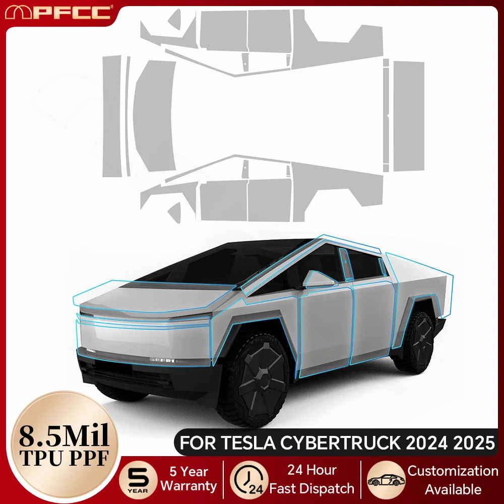 

For Tesla Cybertruck 2024 2025 TPU Paint Protection Film Pre-cut PPF Car Body Clear Bra Anti-scratch Resistant Car Accessories