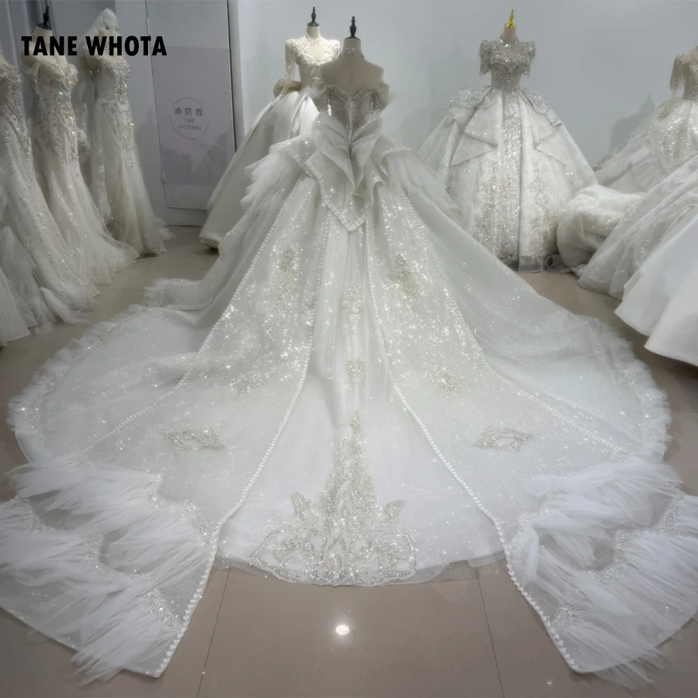 Vestido De Noiva Гражданское милое свадебное платье с открытыми плечами на шнуровке сзади, бальное платье с вышивкой бисером, свадебное платье по индивидуальному заказу