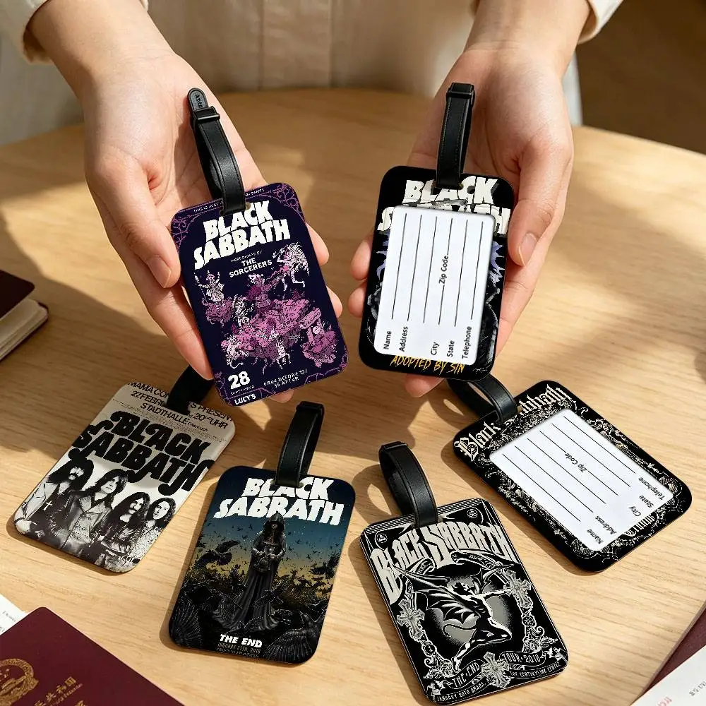 Music B-Black S-Sabbath Tragbares Anti-Verlust-Gepäck-Namensschild PVC-Informationskartenhülle Koffer-Rucksack-Reiseetikett