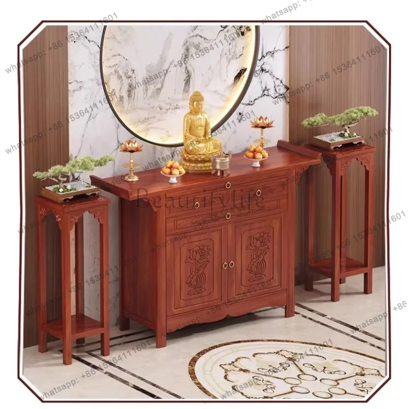 YJ Modern Small Buddhist Altar Table for Home Feng Shui Shrine Buddha Statue Stand Offering Desk Decor