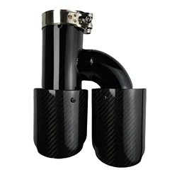 1 Pcs Universal Car Carbon Fibre Tail Throat Length Black h-Shaped Double Out Twill Glossy Exhaust Muffler Tip