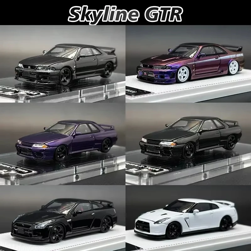 In Stock FH 1:64 Skyline GTR R33 BCNR33 R32 S Tune Carbon Black Diecast Alloy Car Model Collection Toys