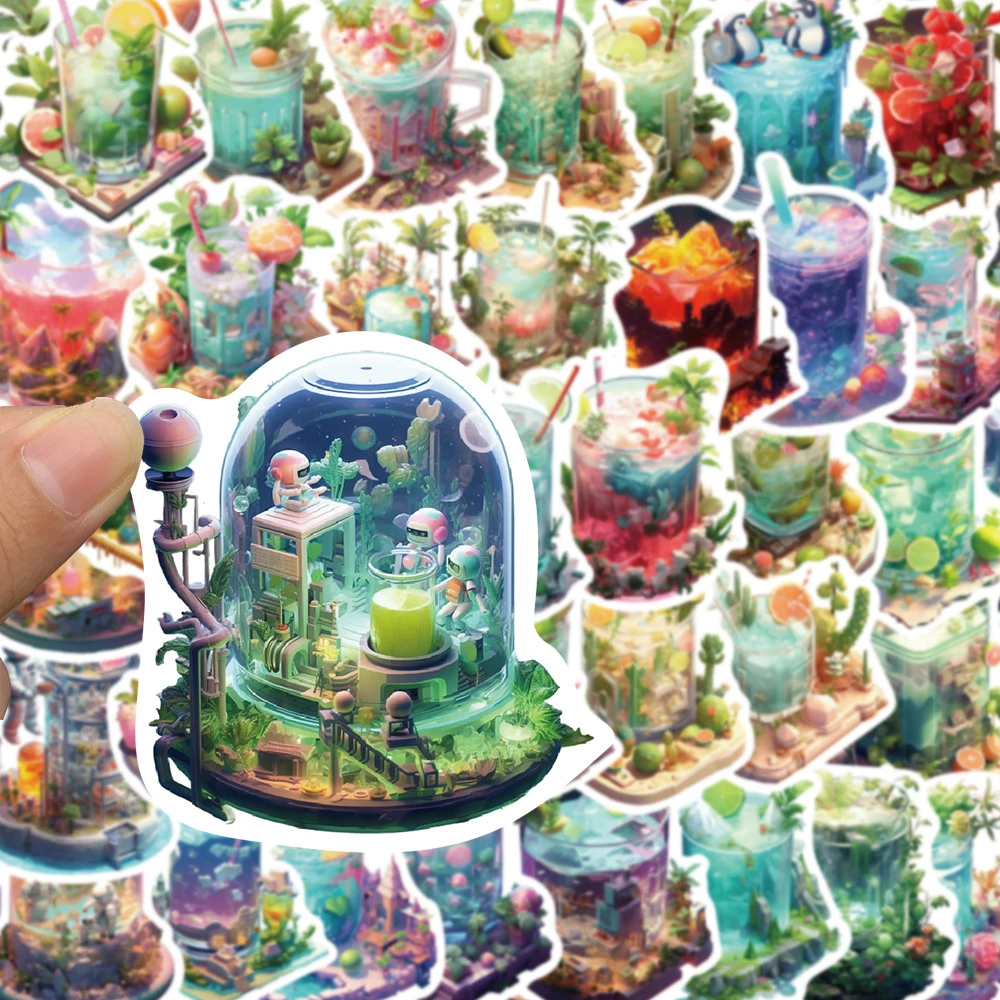 10/30/50PCS Autocollants Kawaii Style INS Thème Boissons Artistiques, Décalcomanies Esthétiques de Dessins Animés Mignons pour DIY, Ordinateur Portable et Décoration de Papeterie