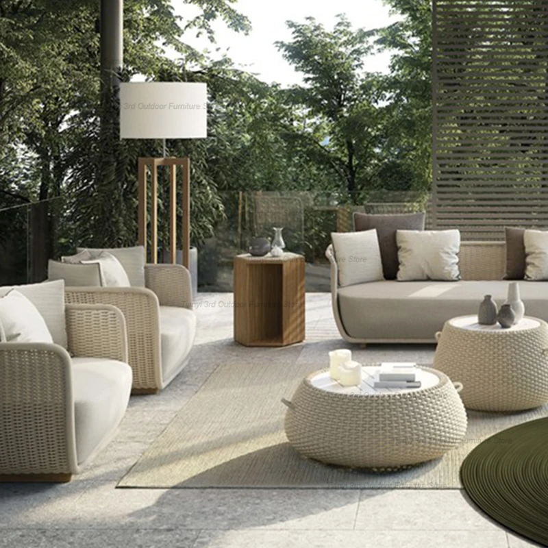 Japanese Style Modern Courtyard Villa Garden Sofas High Grade Designer Art Garden Sofas Simplicity Outdoor Furniture Divano HBOS