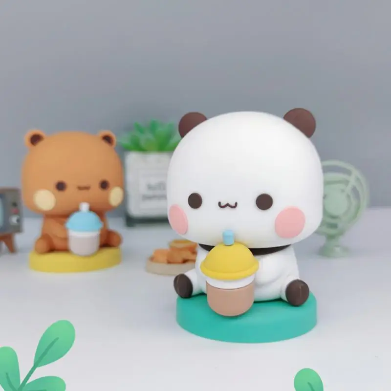 Cute Kawaii Bubu Dudu Panda Bear Figure Cartoon Exciting Bear Miniatures Collectible Animal Toy Ornament