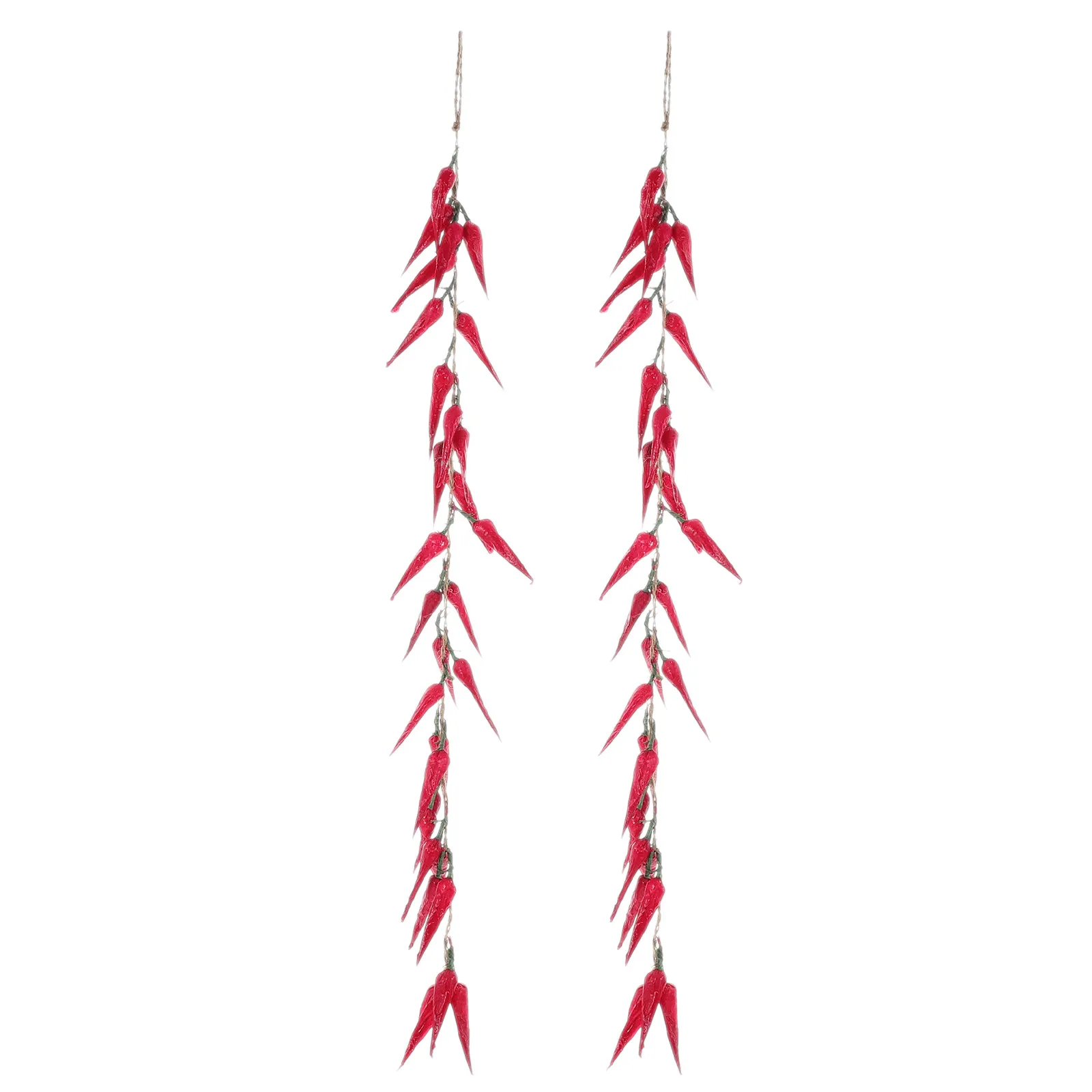 2Pcs Hanging Artificial Peppers Simulation Fake Chili Strings Realistic Pepper Pendants Farmhouse Decor Scene Layout Kitchen