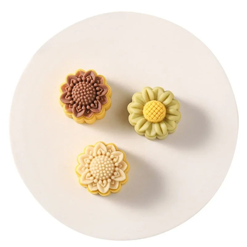 

MidAutumn Festival Mooncake Makers Sunflowers Cake Mold Cookie Stamps DIY Hand Press Cookie Dessert Cutters R7UB
