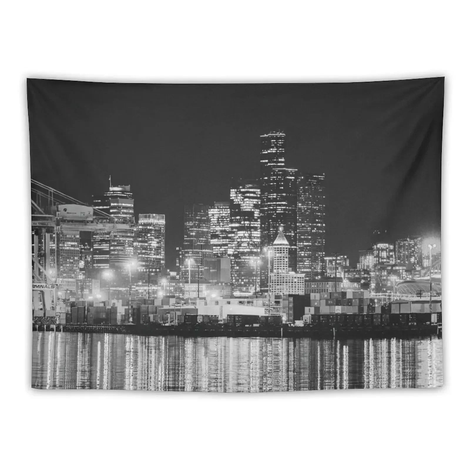 Seattle sky line Tapestry Aesthetic Room Decorations Bathroom Decor Wallpaper Tapestry