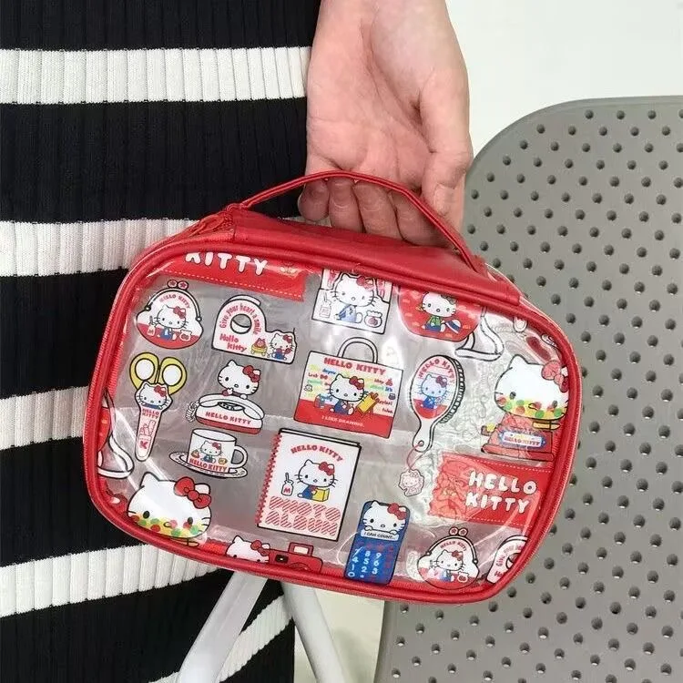 

Cartoon Hellokitty Cosmetic Bag Pvc Wash Bag Waterproof Travel Portable Large Capacity Girl Gift In Summer