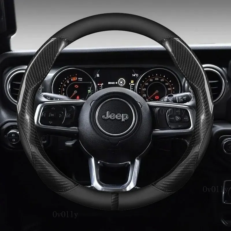 New Leather Car Steering Wheel Covers for Jeep Wrangler JK Patriot Commander Gladiator Renegade Grand Cherokee Compass Wagoneer