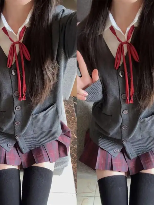 Conjunto de Suéter de Punto para Mujer, Chaqueta Cárdigan Ajustada y Versátil, orme Escolar, Manga Larga, Otoño Invierno,...