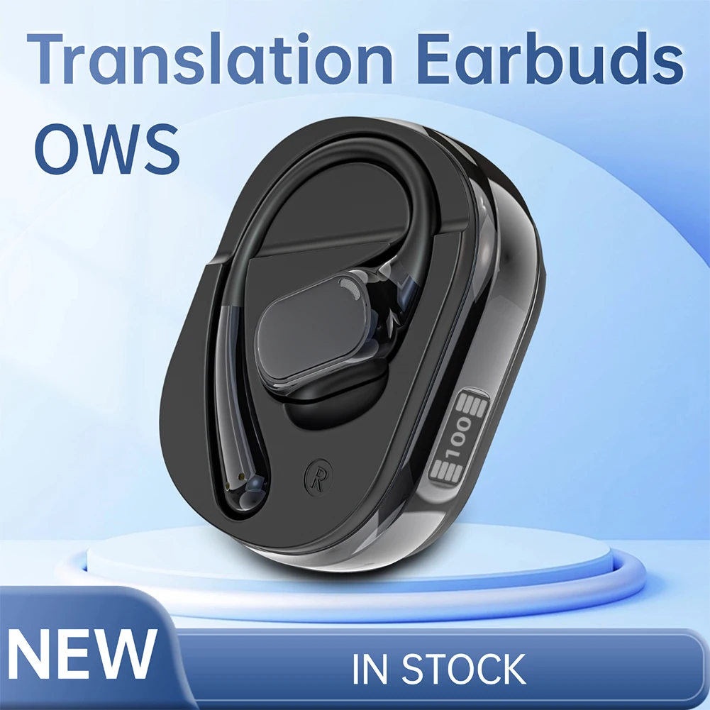 سماعات الرأس اللاسلكية OWS المتوافقة مع البلوتوث 5.4 سماعات الترجمة 138 لغة لتعلم الأعمال أثناء السفر
