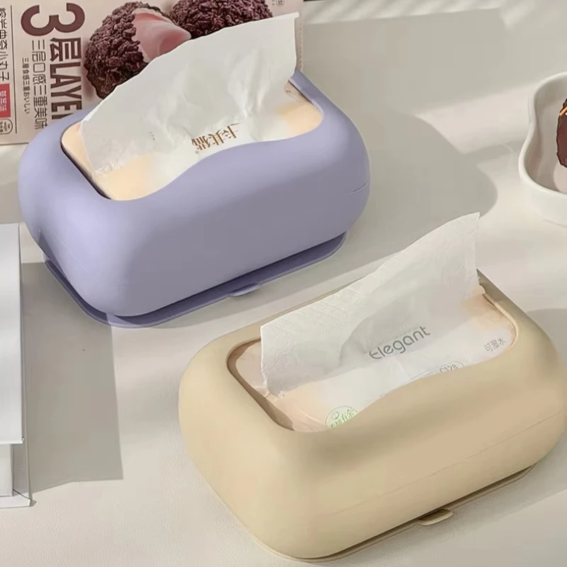 Silicone Suction Cup Tissue Box Wall-Mounted Napkin Storage Box Decorative Large Capacity Tissue Holder Dispenser Container