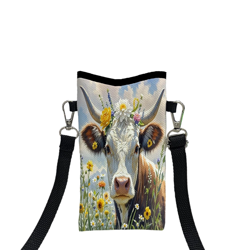 Cow Shoulder Bag High Quality Phone Bag with Adjustable Strap, Casual Style Women's Wallet StorageBag 8.23