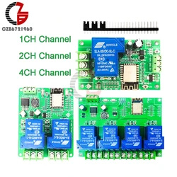 ESP8266 wifi 1/2/4 chチャンネル30Aリレーモジュールdc 12v 24v ESP-12F開発ボードdc 7v-28v用5ギャングスマートホーム無線制御